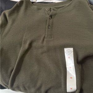 St. John's Bay Olive Green Henley Top